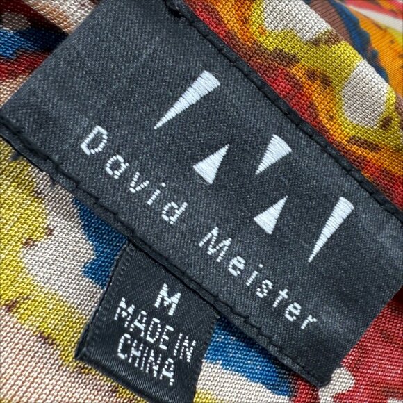 David Meister Silk Geometric Multicolor Y2K Top Sz M - Picture 6 of 9